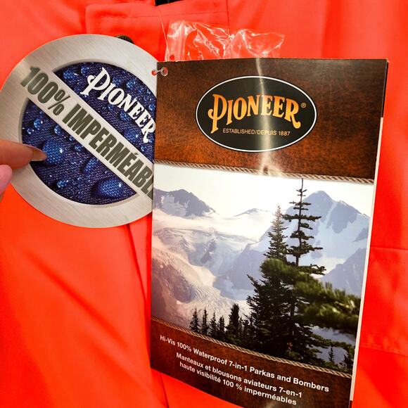 PIONEER Unisex Waterproof 7-in-1 Safety Parka Coat 3XL Hi-Vis Orange NWT - Picture 12 of 13